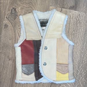 Leather and Sherpa Vest